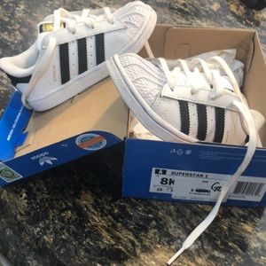 Toddler size 8 Adidas sneakers.
